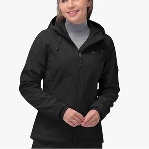 Reebok women softshell jacket size XL black outdoor hiking hooded New